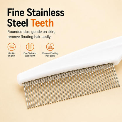 Pet Face Comb Set for Cats & Dogs, Fine Tooth Stainless Steel Grooming Comb, Removes Loose Fur, Flea & Lice Removal Comb, Anti-Shedding, Small & Large Size (2PCS)