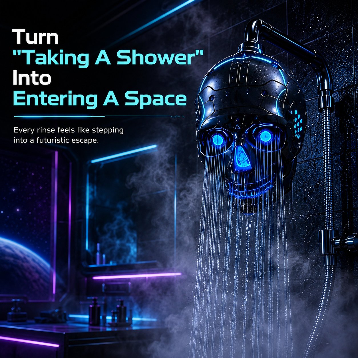 💀✨ Cyberpunk Skull Shower Head — Transform Your Daily Shower Into A Futuristic Light Experience
