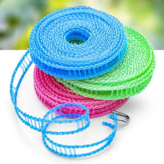 🌈Clothesline for Outside, Adjustable Clothes line,Windproof Clothesline with Hooks, Indoor and Outdoor Laundry and Drying Lines,Ideal Camping & Travel Essentials