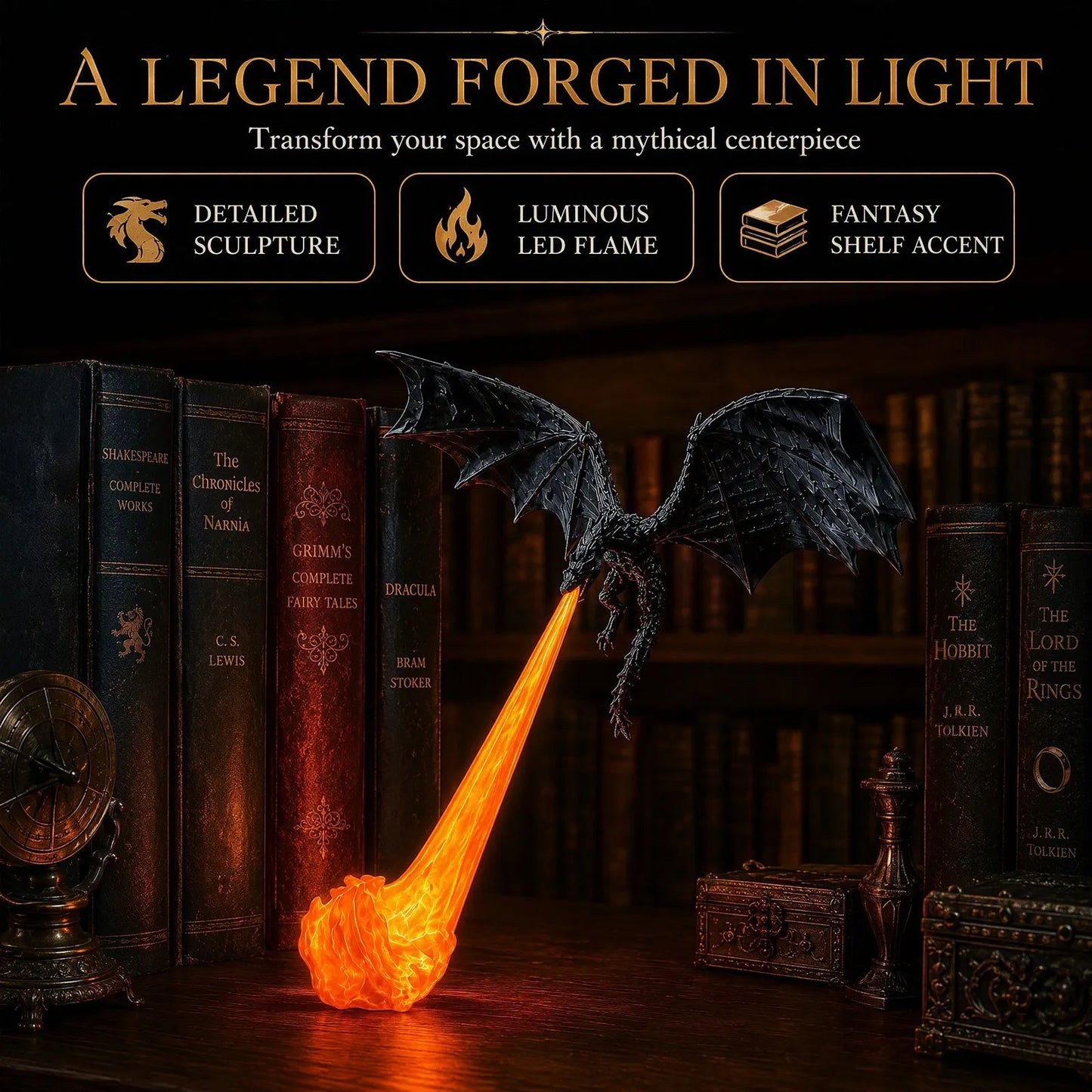 🔥LAST DAY 60% OFF🎁Flying Dragon Bookshelf Light 2026