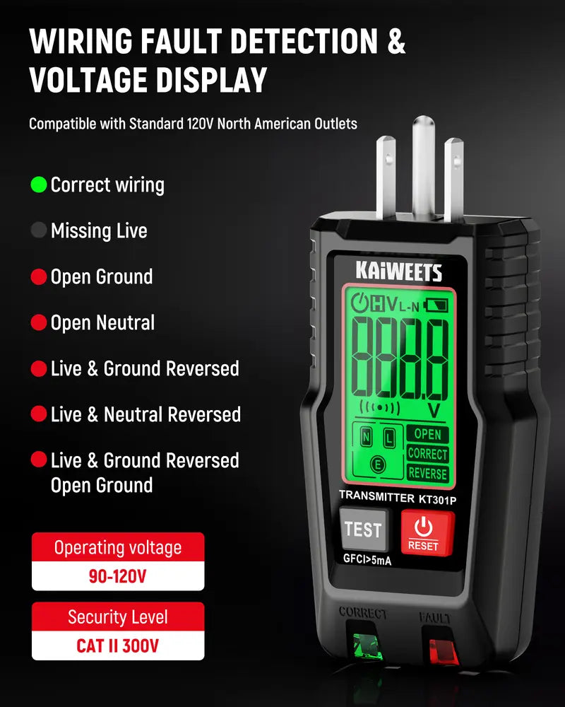 KAIWEETS AC Circuit Breaker Finder Tool with Alert LCD Display