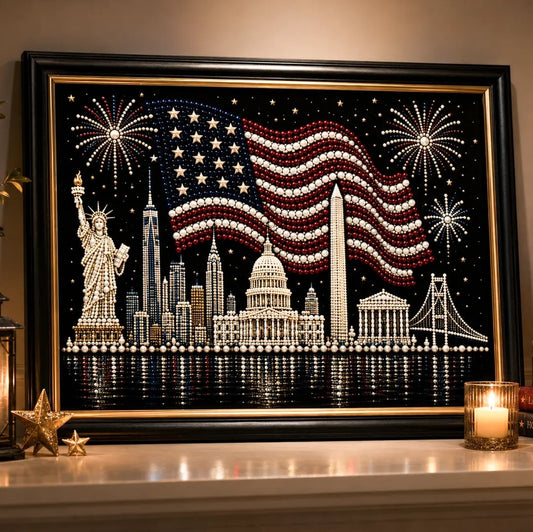 🦅America 250th Anniversary Pearl Art Kit – Stars & Stripes Skyline Limited Edition - This product is a materials kit, not a finished product.