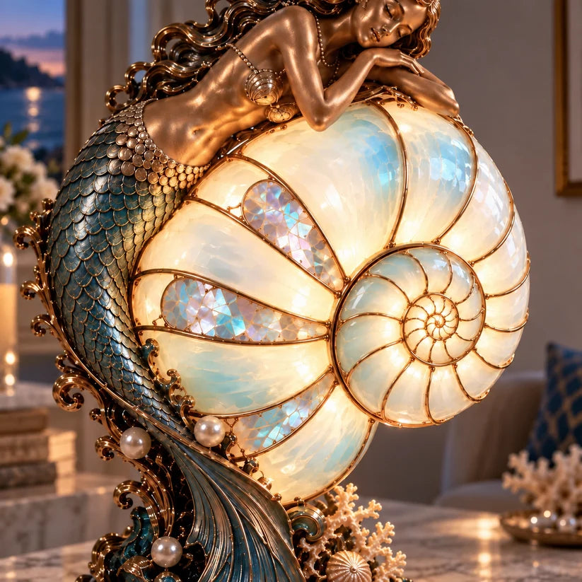 🔥Last Day 49% OFF🧜‍♀️ Moon-Tide Mermaid Nautilus Lamp