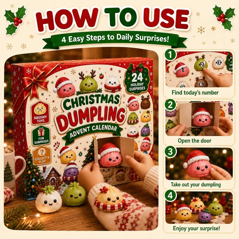 ⚡Hot Sales 49% OFF🔥24-Day Mini Squishies Countdown Calendar – Glitter Dumpling Squeeze Toys for Daily Surprises, Stress Relief & Collectible Fun
