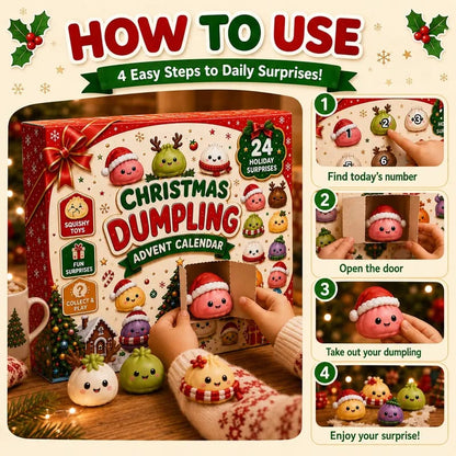 ⚡Hot Sales 49% OFF🔥24-Day Mini Squishies Countdown Calendar – Glitter Dumpling Squeeze Toys for Daily Surprises, Stress Relief & Collectible Fun