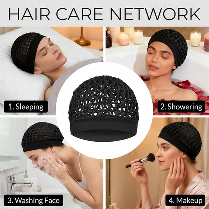 3-Pack Satin Bonnet Sleep Caps - Stretchy Wide Band Night Cap for Curly Hair
