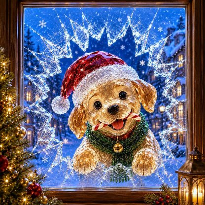 🔥Limited time 49% OFF -✨🎄19.7'' Crystal Christmas Break-In Window Decal — Shattered-Glass Holiday Window Decoration