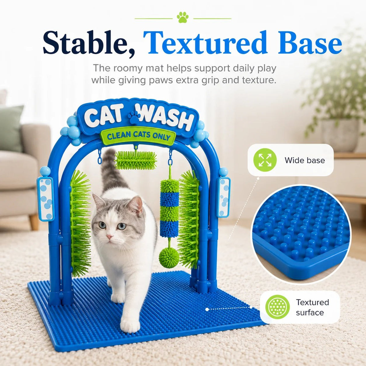 🐱 Interactive Cat Self-Grooming Arch – Multi-Angle Massage Brush & Play Station