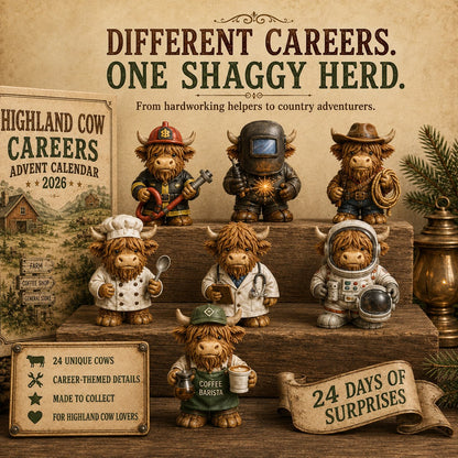 🐮 LAST DAY 49% OFF – 24 Days of Highland Cow Careers Advent Calendar | 24 Unique Collectible Highland Cows with Adorable Jobs, Tiny Accessories & Daily Christmas Surprises 🎄✨