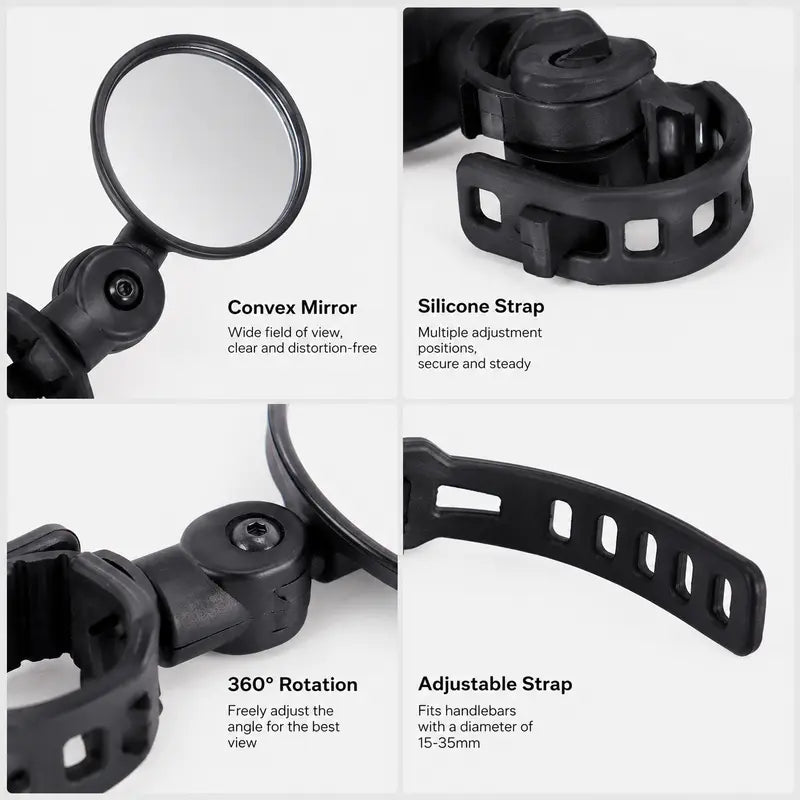2 Counts, Bicycle Handlebar Convex Rearview Mirror