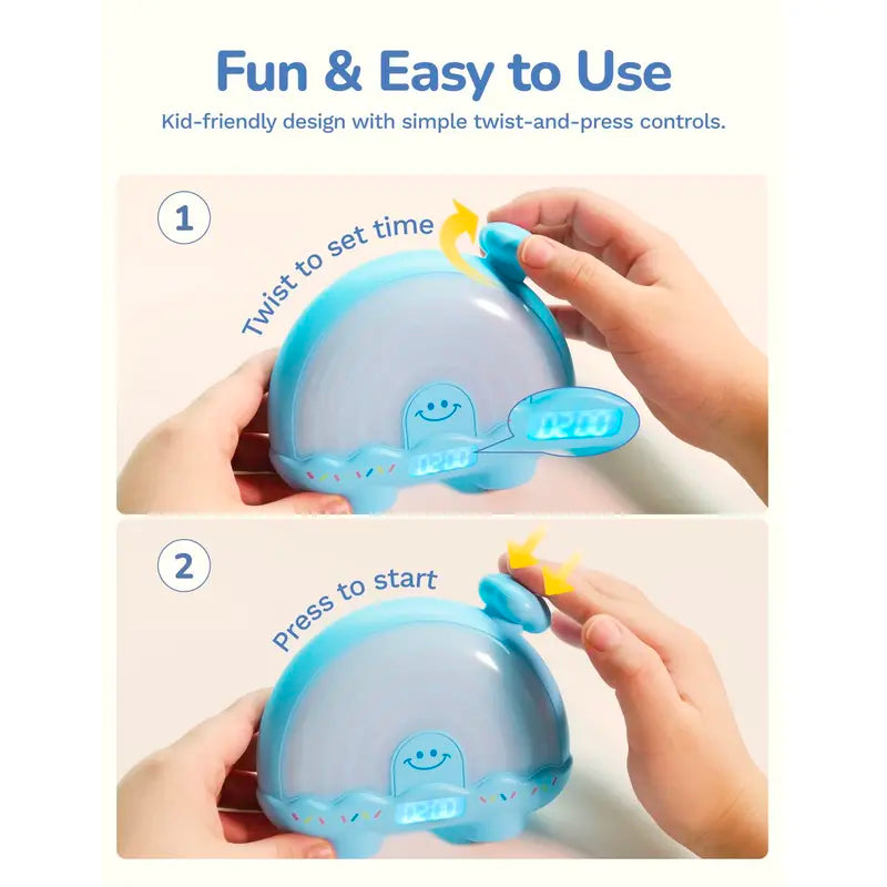 Timer Pal Kids' Educational Maths Toy - BPA-Free Silent Countdown Clock (1-99 Min) with Li-ion Batteries, Night Light, Magnetic Back, Time Management Tool for 4-6 Years Olds' Classroom, Bedtime, Brushing Teeth