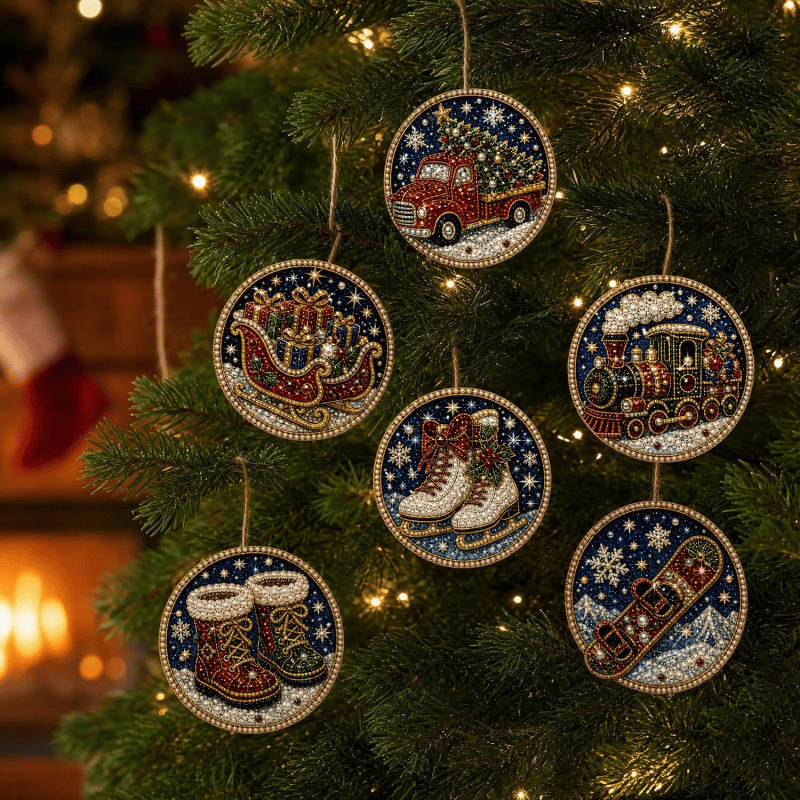 🔥Only $19.99 Last Day Promotion!🎄Christmas DIY Diamond Painting Ornaments Kit (6 PCS)🎅