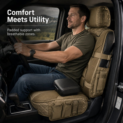 Tactical MOLLE Car Seat Cover Organizer – Rugged Protection & Smart Storage