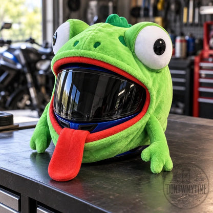 Green Lizard Motorcycle Helmet Cover Plush Funny Headgear