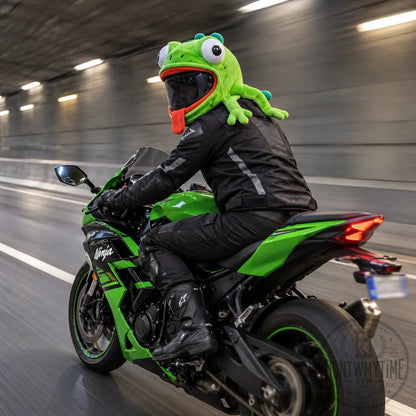 Green Lizard Motorcycle Helmet Cover Plush Funny Headgear