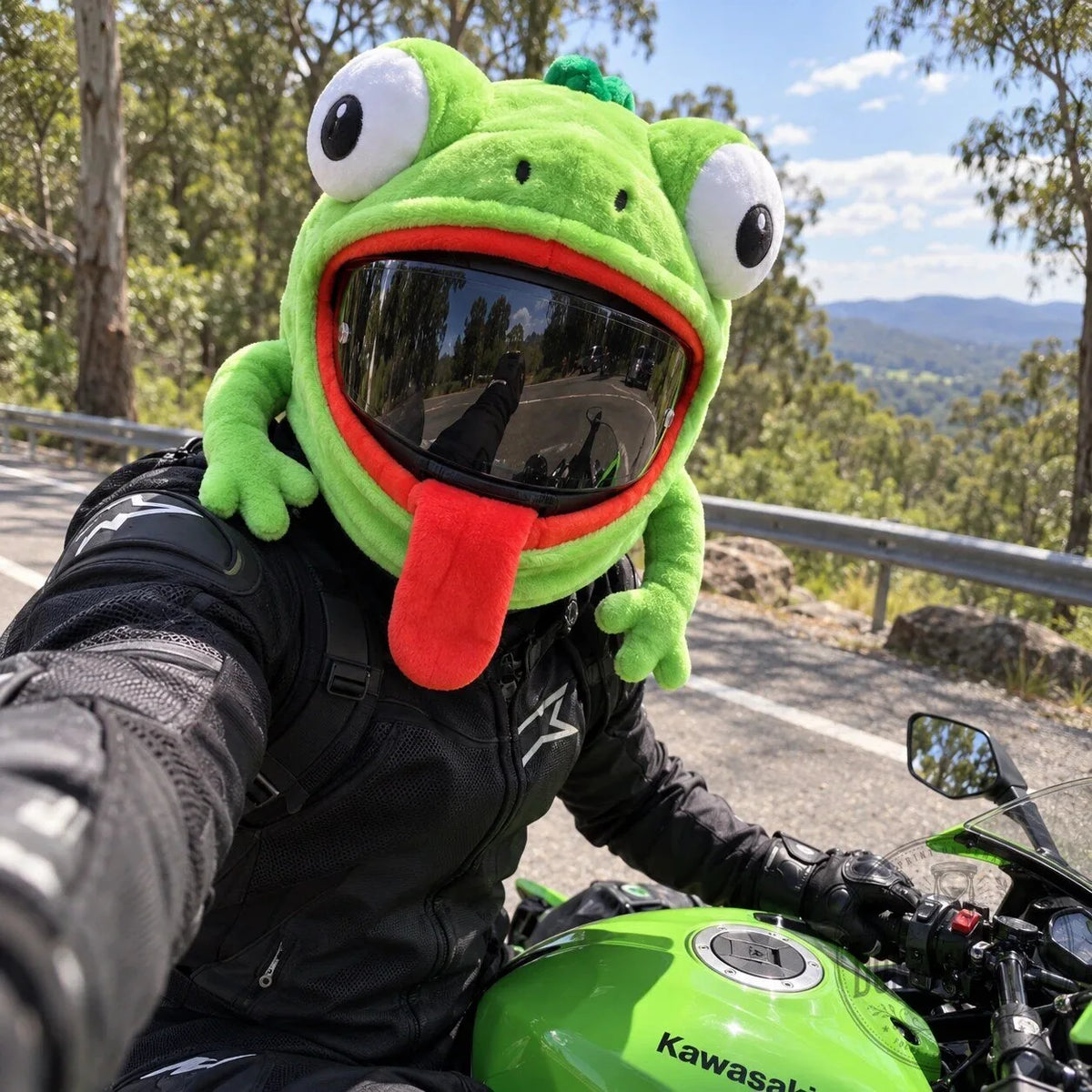 Green Lizard Motorcycle Helmet Cover Plush Funny Headgear