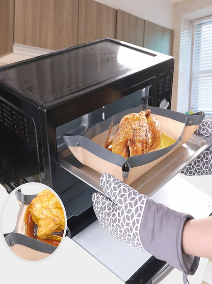 🍗 Foldable Silicone Roasting Tray ✨ Snap-Corner Baking Mat | Easy-Clean Kitchen Essential