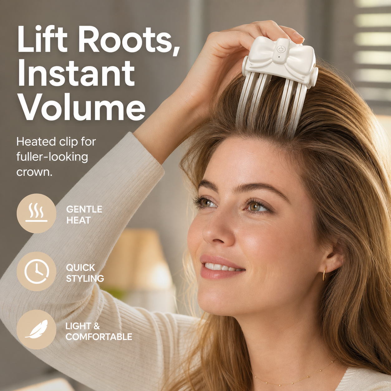 📢📢50% OFF !! ⏰Wireless Heated Volumizing Root Lift Clip - Salon Crown Volume Styling Tool for Fine Flat Hair