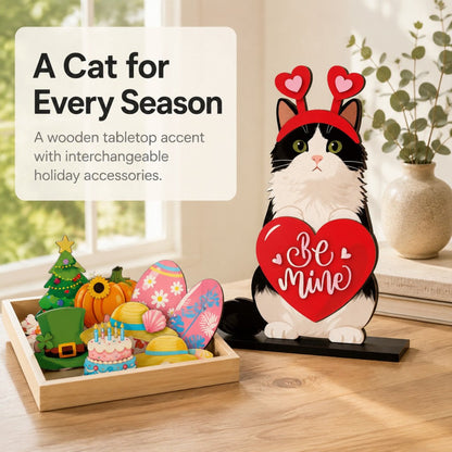 🐾 Interchangeable Seasonal Animal Wooden Decor Set