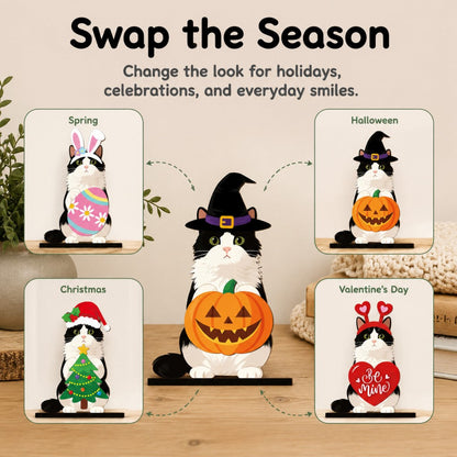 🐾 Interchangeable Seasonal Animal Wooden Decor Set