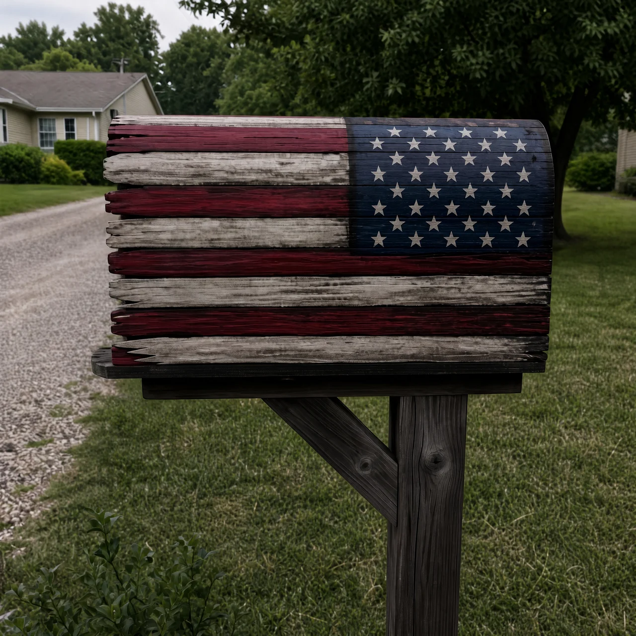 🇺🇸 American Flag Rustic Mailbox
