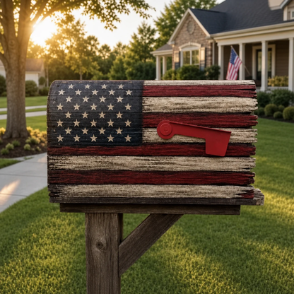 🇺🇸 American Flag Rustic Mailbox