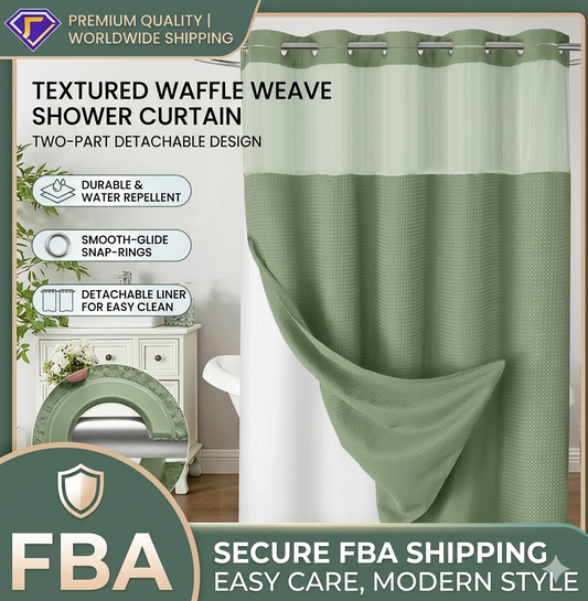 🎁2026 New Arrivals 50% OFF💥Waffle Pattern Shower Curtain