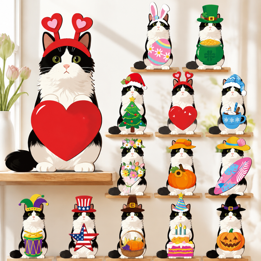 🐾 Interchangeable Seasonal Animal Wooden Decor Set