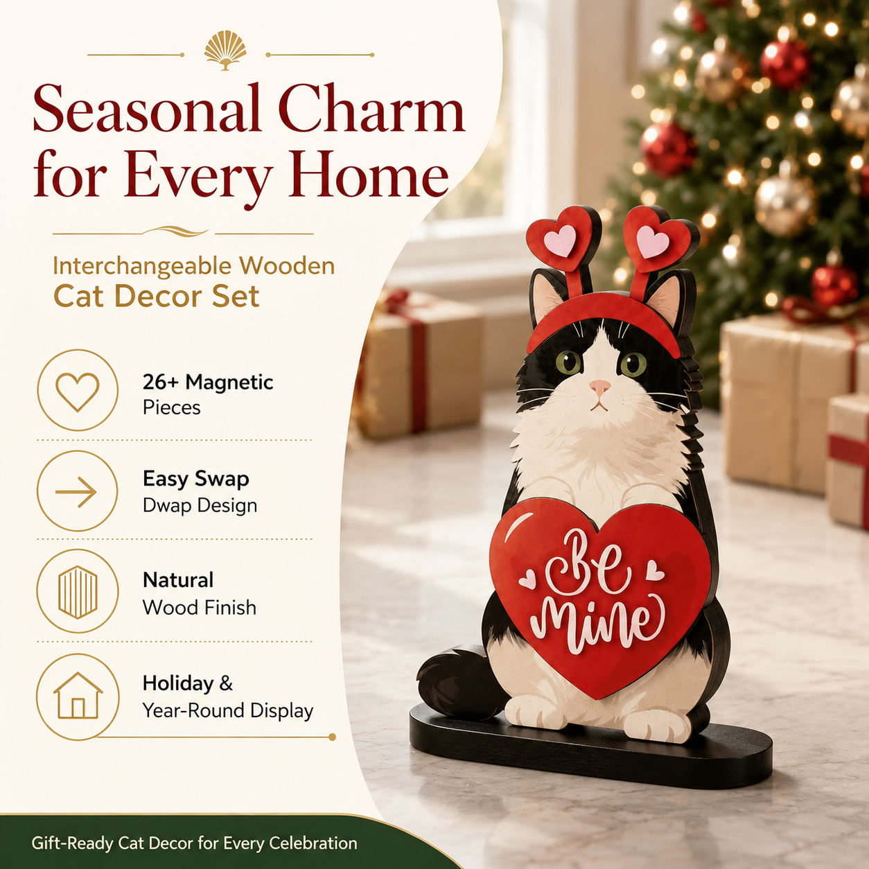🐾 Interchangeable Seasonal Animal Wooden Decor Set