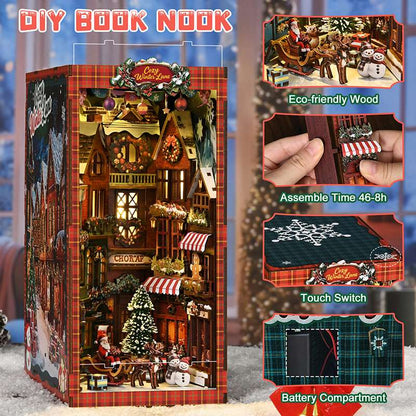 Cozy Christmas Village assembled model for bookshelf or desk display