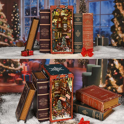 Cozy Christmas Village DIY book nook shown from another angle