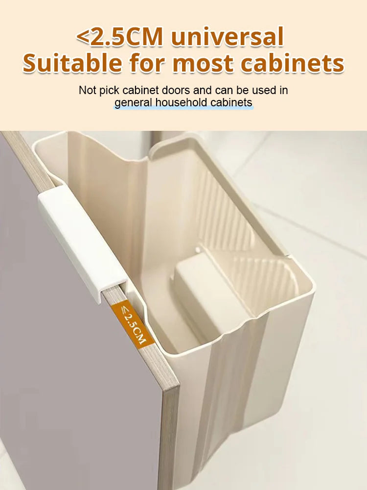 🗑️ Hanging Kitchen Trash Can for Cabinet Door | Space-Saving Waste Bin with Easy-Hang Design for Food Scraps, Bathroom, Office & Small Spaces 🏠✨