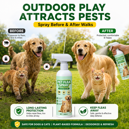 🐾 Plant-Based Pet Flea Spray – Flea, Lice & Mite Coat Care