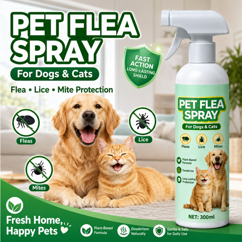 🐾 Plant-Based Pet Flea Spray – Flea, Lice & Mite Coat Care