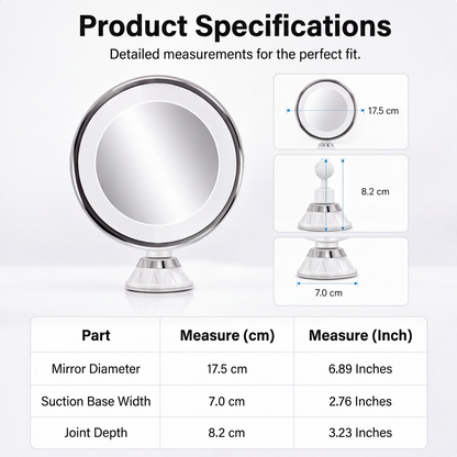 ✨ 10X LED Magnifying Makeup Mirror – Drill-Free Suction & Dual Power 🔍