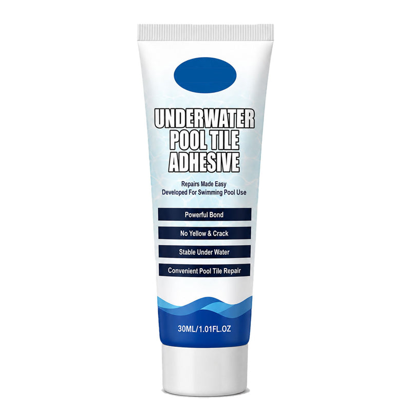 30 milliliter tube of High Strength Underwater Pool Tile Adhesive on white background
